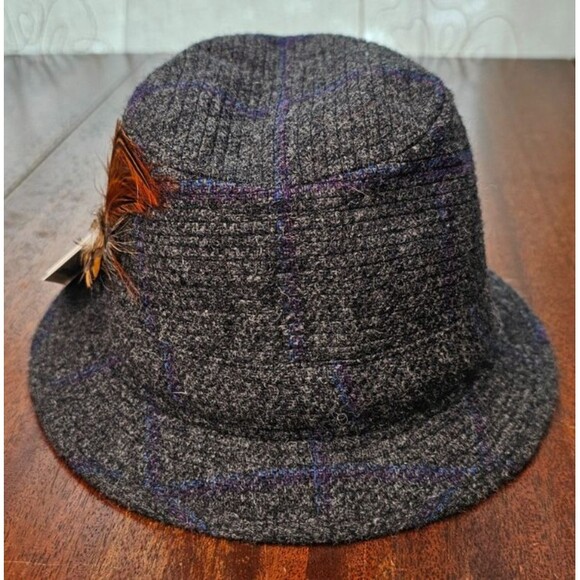 Jonathan Richards Robbie Grey Wool Tweed Fedora 54/ 6 5/8 NWT - Picture 4 of 8